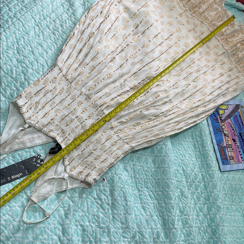 Gold, striped sequin lace ruffled, maxi sundress - Picture 9 of 9